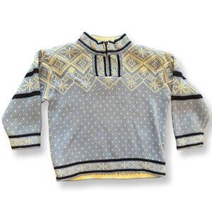 Hanna Andersson Blue and White Fair Isle Cotton Holiday Sweater Kids Size 90